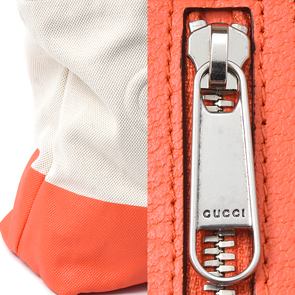 グッチ バッグ メンズ レディース エンボス ハンドバッグ トートバッグ 2WAY キャンバス ホワイト オレンジ系 782741 GUCCI 中古