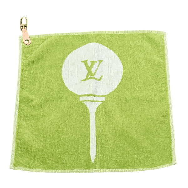 ルイヴィトン タオル メンズ レディース ゴルフ・タオルセット 2枚セット コットン レザー クリーニング済み グリーン Louis Vuitton GI1060中古