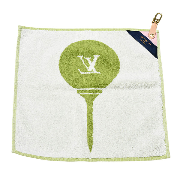ルイヴィトン タオル メンズ レディース ゴルフ・タオルセット 2枚セット コットン レザー クリーニング済み グリーン Louis Vuitton GI1060中古
