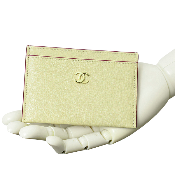 シャネル レディース カードケース パスケース ココマーク ベージュ レザー CHANEL 中古