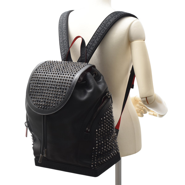 クリスチャンルブタン バッグ メンズ エクスプローラーファンク バックパック スパイクスタッズ カーフ ブラック Christian Louboutin 1215001 中古