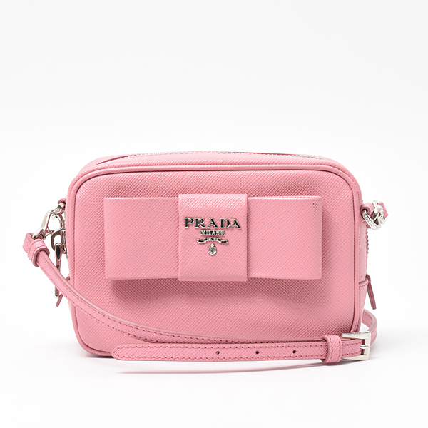 プラダ バッグ レディース ミニショルダーバッグ 小型サイズ コンパクト サフィアーノレザー ピンク PRADA 1NF674 中古