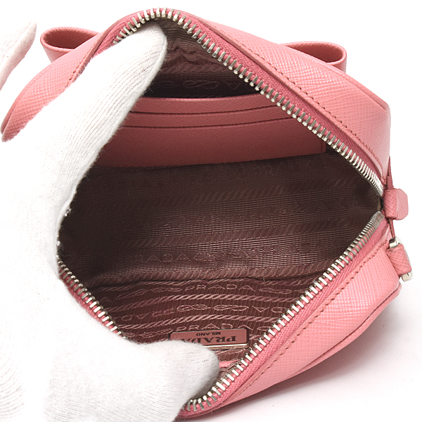 プラダ バッグ レディース ミニショルダーバッグ 小型サイズ コンパクト サフィアーノレザー ピンク PRADA 1NF674 中古