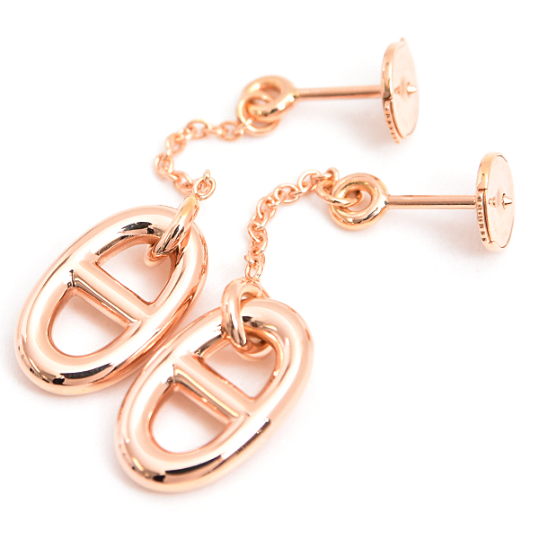 エルメス ピアス レディース シェーヌダンクル ファランドール ピアス ピンクゴールド HERMES 750PG 中古