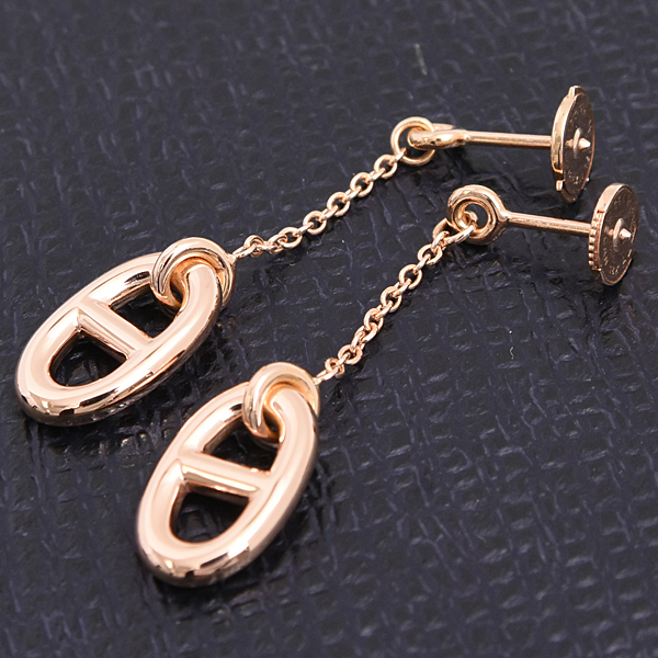 エルメス ピアス レディース シェーヌダンクル ファランドール ピアス ピンクゴールド HERMES 750PG 中古