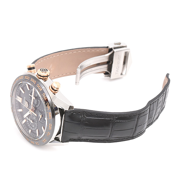 タグホイヤー 時計 メンズ カレラ クロノグラフ キャリバー ホイヤー02 スポーツ 自動巻 裏スケ ステンレス ゴールド TAG Heuer SS CBN2A5A.FC6481 中古