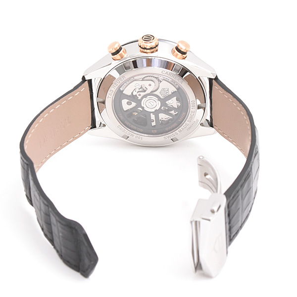 タグホイヤー 時計 メンズ カレラ クロノグラフ キャリバー ホイヤー02 スポーツ 自動巻 裏スケ ステンレス ゴールド TAG Heuer SS CBN2A5A.FC6481 中古