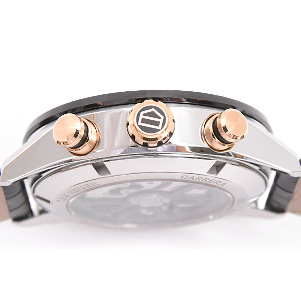 タグホイヤー 時計 メンズ カレラ クロノグラフ キャリバー ホイヤー02 スポーツ 自動巻 裏スケ ステンレス ゴールド TAG Heuer SS CBN2A5A.FC6481 中古