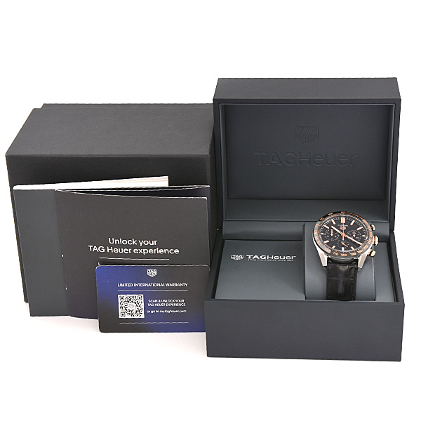 タグホイヤー 時計 メンズ カレラ クロノグラフ キャリバー ホイヤー02 スポーツ 自動巻 裏スケ ステンレス ゴールド TAG Heuer SS CBN2A5A.FC6481 中古