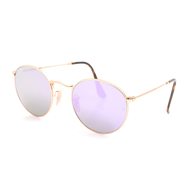 レイバン サングラス レディース メンズ ラウンド メタル クリスタルグレーライラックミラー 小さめ Ray-Ban RB3447N 001/80 中古