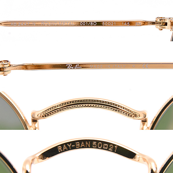 レイバン サングラス レディース メンズ ラウンド メタル クリスタルグレーライラックミラー 小さめ Ray-Ban RB3447N 001/80 中古