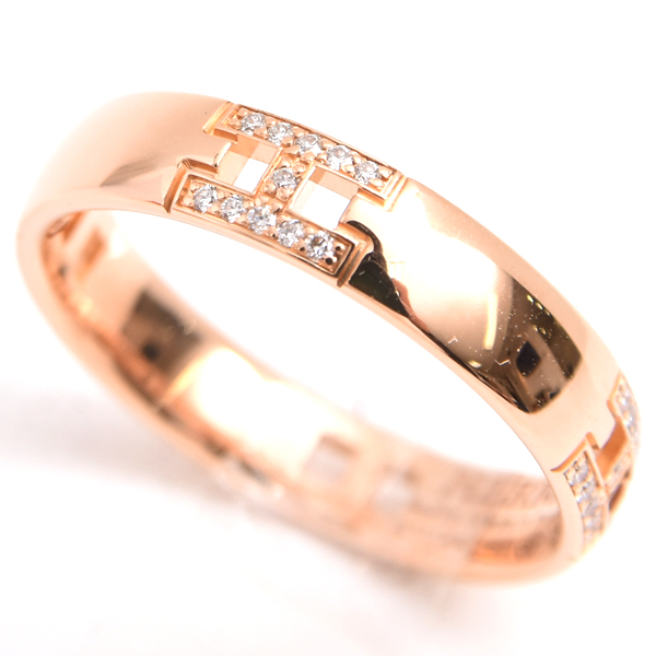 エルメス 指輪 レディース エヴァ― ヘラクレス ダイヤ リング 47号 ピンクゴールド HERMES 750PG 中古