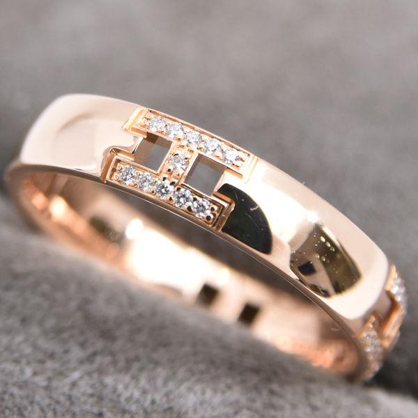 エルメス 指輪 レディース エヴァ― ヘラクレス ダイヤ リング 47号 ピンクゴールド HERMES 750PG 中古