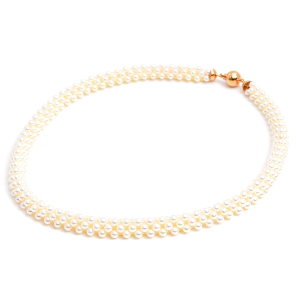 ミキモト ネックレス レディース ベビーパール チョーカー ネックレス 3.3mm～3.7mm珠 イエローゴールド MIKIMOTO K18 中古