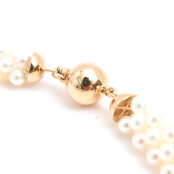 ミキモト ネックレス レディース ベビーパール チョーカー ネックレス 3.3mm～3.7mm珠 イエローゴールド MIKIMOTO K18 中古