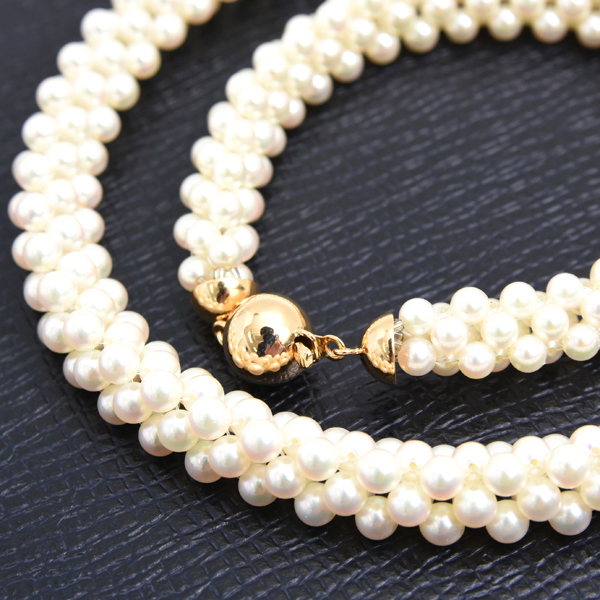 ミキモト ネックレス レディース ベビーパール チョーカー ネックレス 3.3mm～3.7mm珠 イエローゴールド MIKIMOTO K18 中古