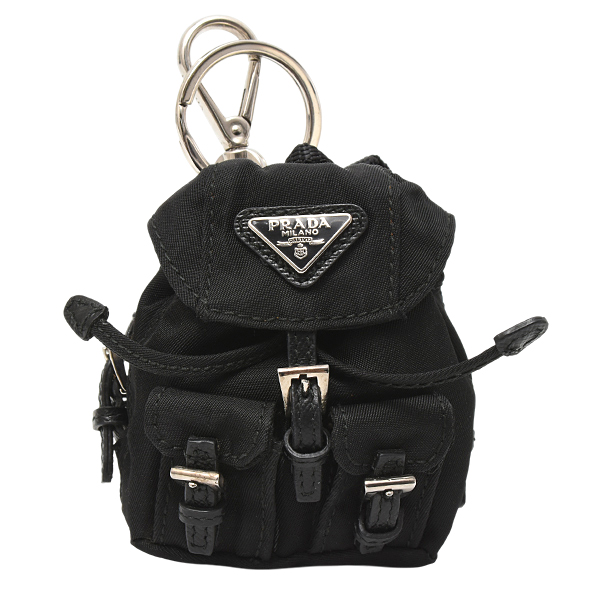 プラダ キーホルダー レディース リュック型バッグチャーム NERO ナイロン PRADA 1ARD55 中古
