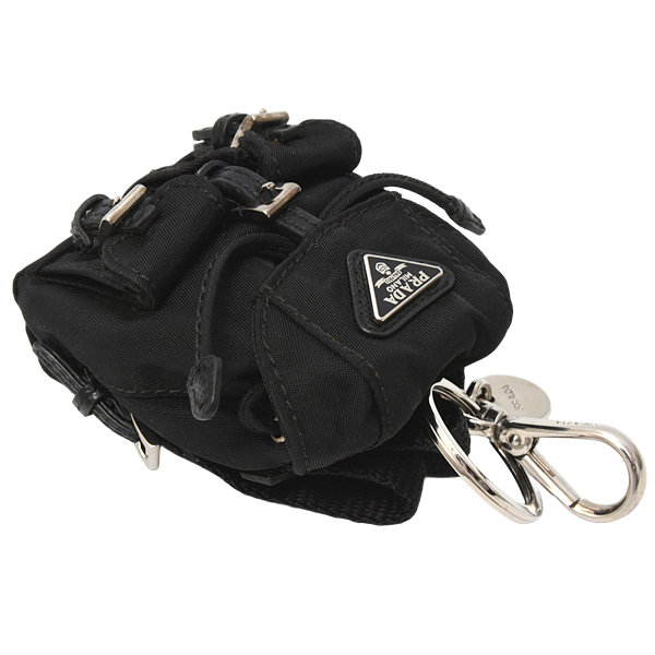 プラダ キーホルダー レディース リュック型バッグチャーム NERO ナイロン PRADA 1ARD55 中古