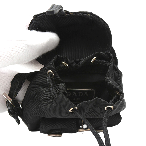 プラダ キーホルダー レディース リュック型バッグチャーム NERO ナイロン PRADA 1ARD55 中古