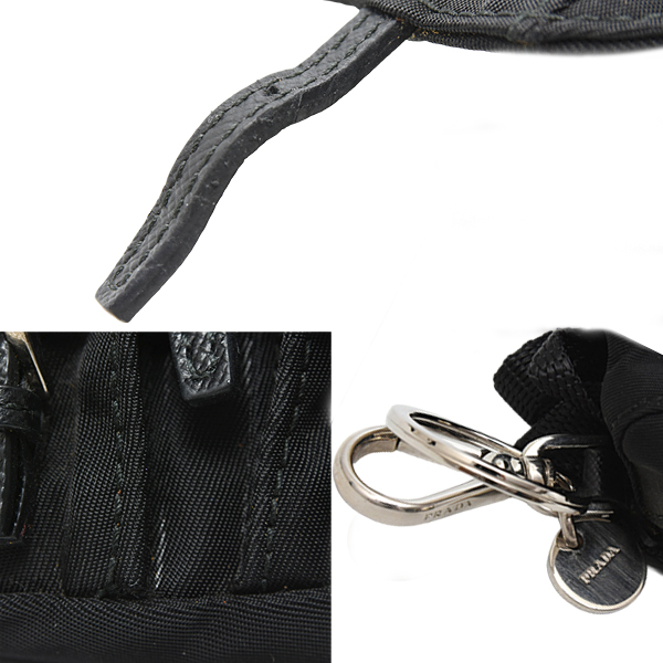 プラダ キーホルダー レディース リュック型バッグチャーム NERO ナイロン PRADA 1ARD55 中古