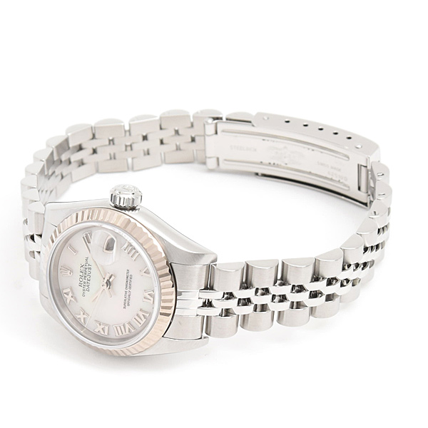 ロレックス 時計 レディース デイトジャスト 自動巻 D番 ホワイトシェル文字盤 ローマン SS×WG ROLEX 79174NR 中古