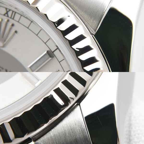 ロレックス 時計 メンズ デイトジャスト 自動巻 Z番 グレー×シルバー文字盤 ステンレス ホワイトゴールド ROLEX SS×WG 116234 中古