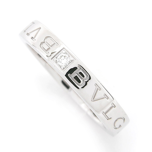 ブルガリ 指輪 メンズ 1Pダイヤ ビーゼロワン エッセンシャル バンド リング 20号 ホワイトゴールド BVLGARI 750WG 中古