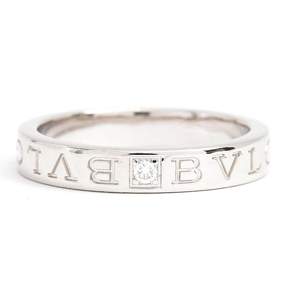 ブルガリ 指輪 メンズ 1Pダイヤ ビーゼロワン エッセンシャル バンド リング 20号 ホワイトゴールド BVLGARI 750WG 中古