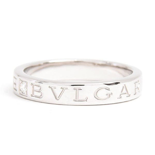 ブルガリ 指輪 メンズ 1Pダイヤ ビーゼロワン エッセンシャル バンド リング 20号 ホワイトゴールド BVLGARI 750WG 中古