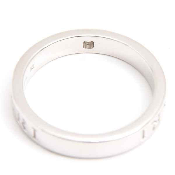 ブルガリ 指輪 メンズ 1Pダイヤ ビーゼロワン エッセンシャル バンド リング 20号 ホワイトゴールド BVLGARI 750WG 中古