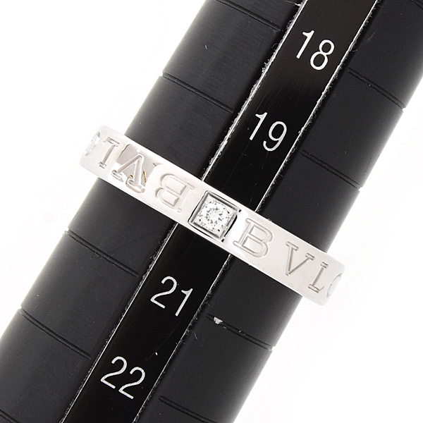 ブルガリ 指輪 メンズ 1Pダイヤ ビーゼロワン エッセンシャル バンド リング 20号 ホワイトゴールド BVLGARI 750WG 中古
