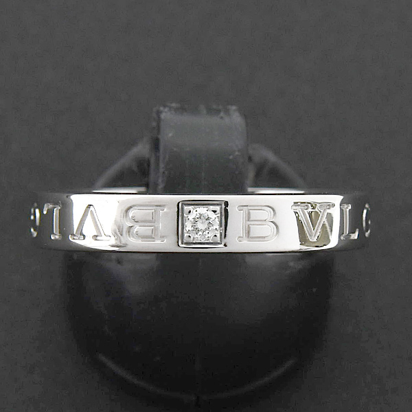 ブルガリ 指輪 メンズ 1Pダイヤ ビーゼロワン エッセンシャル バンド リング 20号 ホワイトゴールド BVLGARI 750WG 中古