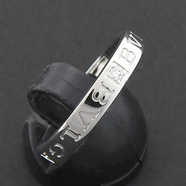 ブルガリ 指輪 メンズ 1Pダイヤ ビーゼロワン エッセンシャル バンド リング 20号 ホワイトゴールド BVLGARI 750WG 中古