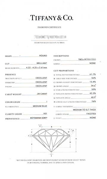 ティファニー 指輪 レディース セッティング エンゲージメント リング 9号 ダイヤ 0.28ct プラチナ PT950 TIFFANY 中古