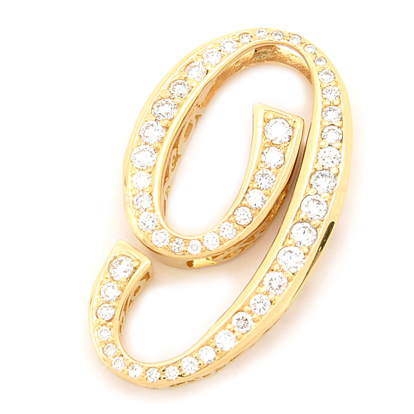 ゆきざき ペンダント レディース メンズ ノンブル NO.9 ナンバー9 ダイヤモンド ペンダントトップ D1.10ct Lサイズ イエローゴールド NOMBRE K18 中古