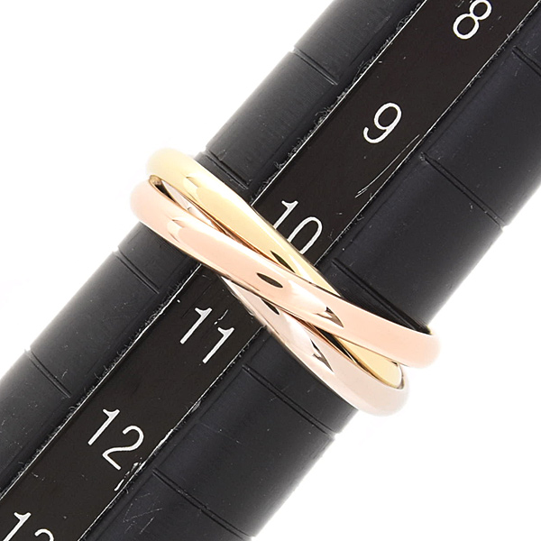 カルティエ 指輪 レディース トリニティ リング 3連 51号 実寸10.5号 1.9mm ゴールド Cartier 750YG×WG×PG 中古