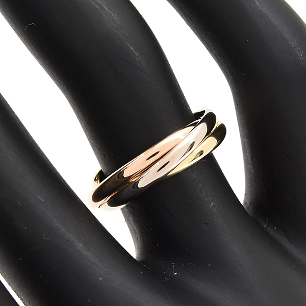 カルティエ 指輪 レディース トリニティ リング 3連 51号 実寸10.5号 1.9mm ゴールド Cartier 750YG×WG×PG 中古