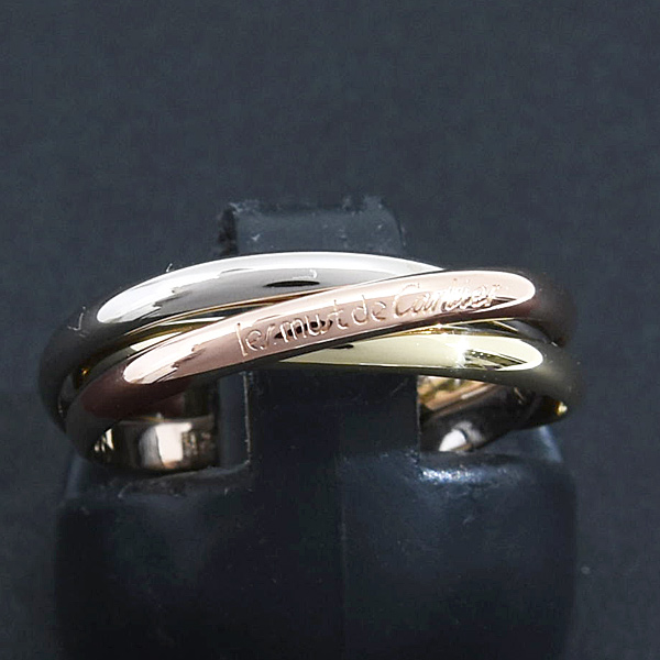 カルティエ 指輪 レディース トリニティ リング 3連 51号 実寸10.5号 1.9mm ゴールド Cartier 750YG×WG×PG 中古