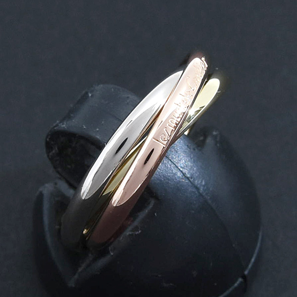 カルティエ 指輪 レディース トリニティ リング 3連 51号 実寸10.5号 1.9mm ゴールド Cartier 750YG×WG×PG 中古
