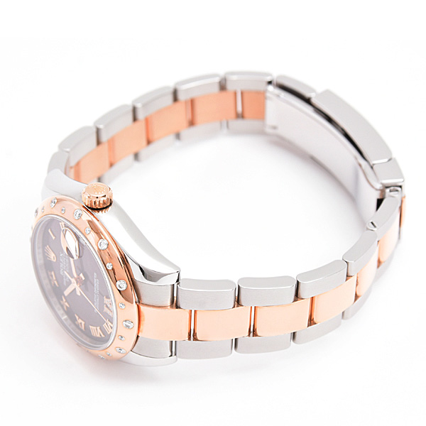 ロレックス 時計 レディース ボーイズ デイトジャスト31 VIダイヤ 自動巻 G番 チョコレート ブラウン文字盤 ステンレス ローズゴールド ROLEX 178341 SS×PG 中古