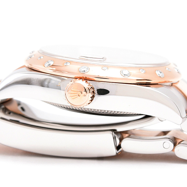 ロレックス 時計 レディース ボーイズ デイトジャスト31 VIダイヤ 自動巻 G番 チョコレート ブラウン文字盤 ステンレス ローズゴールド ROLEX 178341 SS×PG 中古