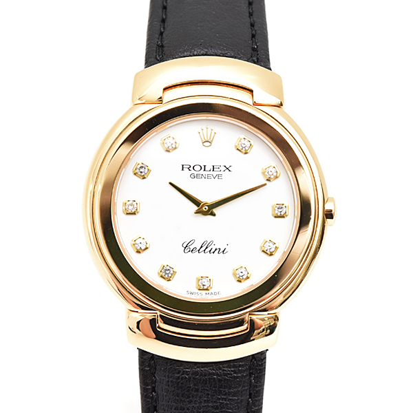 ロレックス 時計 レディース チェリーニ 11Pダイヤ クォーツ E番 ホワイト文字盤 750YG K18 ROLEX 6622 中古