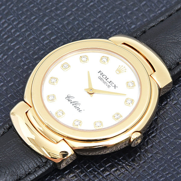 ロレックス 時計 レディース チェリーニ 11Pダイヤ クォーツ E番 ホワイト文字盤 750YG K18 ROLEX 6622 中古