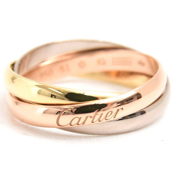 カルティエ 指輪 レディース トリニティ リング 51号 ゴールド Cartier 750YG×WG×PG 中古