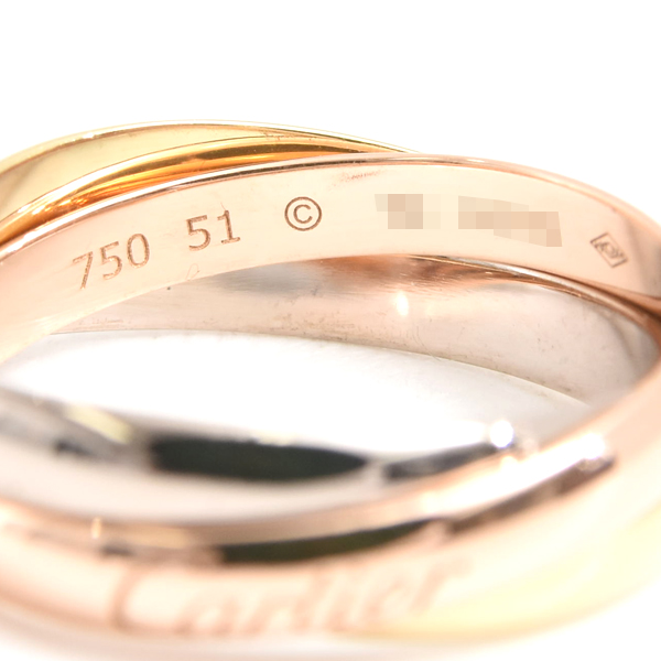 カルティエ 指輪 レディース トリニティ リング 51号 ゴールド Cartier 750YG×WG×PG 中古
