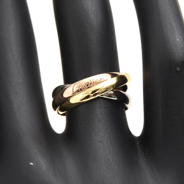 カルティエ 指輪 レディース トリニティ リング 51号 ゴールド Cartier 750YG×WG×PG 中古