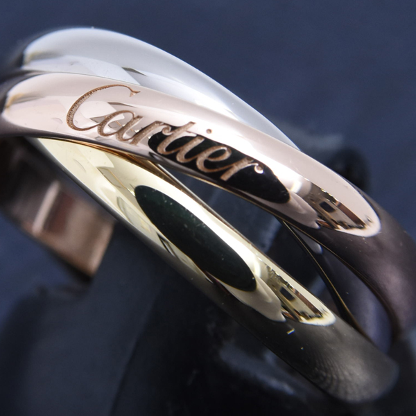カルティエ 指輪 レディース トリニティ リング 51号 ゴールド Cartier 750YG×WG×PG 中古