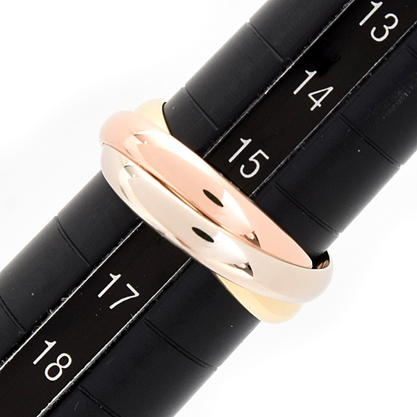 カルティエ 指輪 レディース トリニティ 3連 リング 3.2mm幅 56号 実寸16号 ゴールド Cartier 750YG×WG×PG 中古
