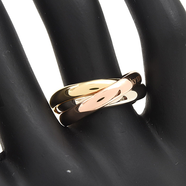 カルティエ 指輪 レディース トリニティ 3連 リング 3.2mm幅 56号 実寸16号 ゴールド Cartier 750YG×WG×PG 中古