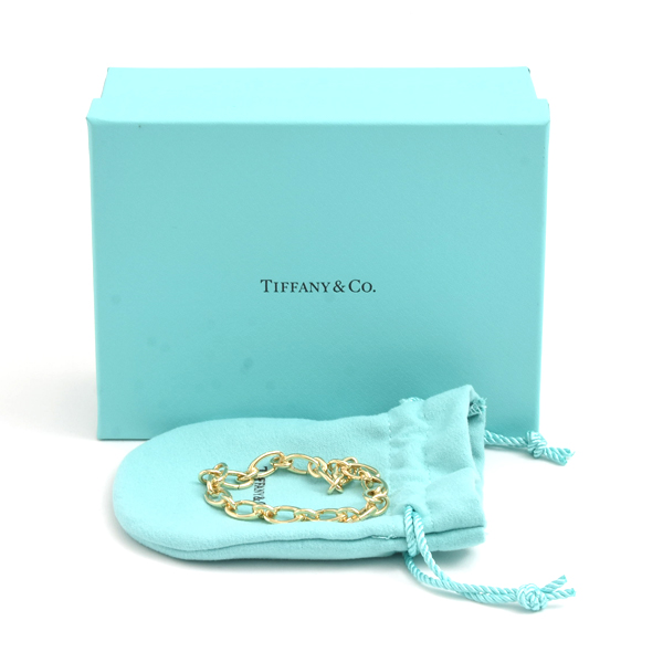ティファニー ブレス ユニセックス クラスプ リンク ブレスレット イエローゴールド TIFFANY 750YG 中古